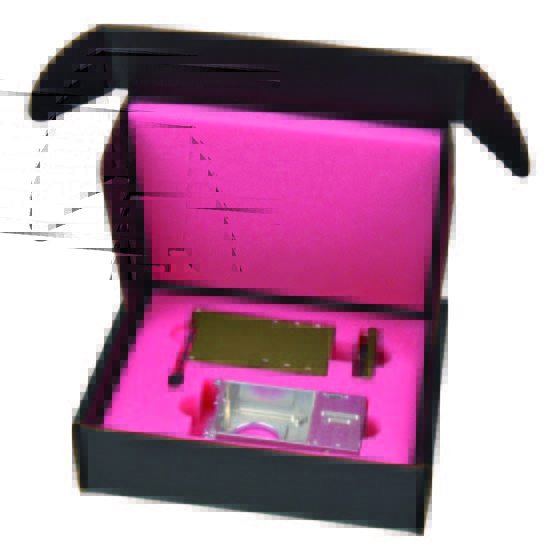 White paper on pink foam